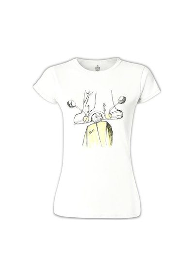 Vespa Beyaz Kadın Tshirt 001