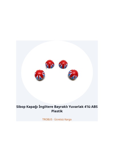 Trobus Sibop Kapağı İngiltere Bayraklı Yuvarlak 4'lü Abs Plastik