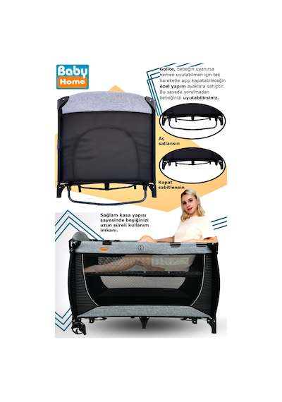 Baby Home Yeni Doğan Full 9 In 1 Set 1010 Travel Sistem Bebek Arabası 560 Bebek Oyun Parkı Yatak Beşik