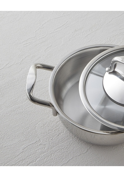 English Home Glow Çelik Cam Kapaklı Sahan 14x5 Cm Silver Silver