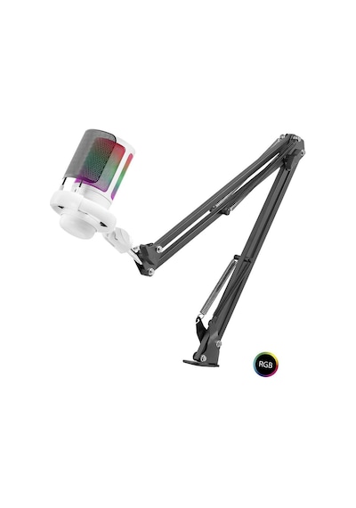 Rgb Mikrofon Seti Boom Mikrofon Kolu Type-c 192khz 24bit Beyaz Me6s35w Evimdeyokyok