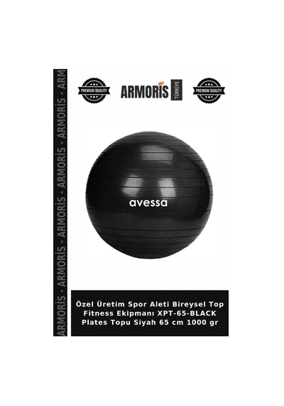 Özel Üretim Spor Aleti Bireysel Top Fitness Ekipmanı Xpt-65-black Plates Topu Siyah 65 Cm 1000 Gr