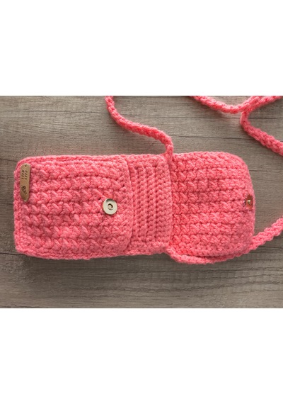 Cüzdan Telefon Çantası El Yapımı Pembe
