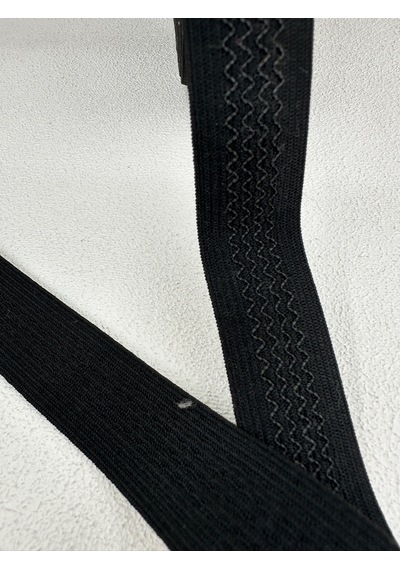 2.5 Cm Zigzaglı Model Örme Lastik-siyah-5 Metre