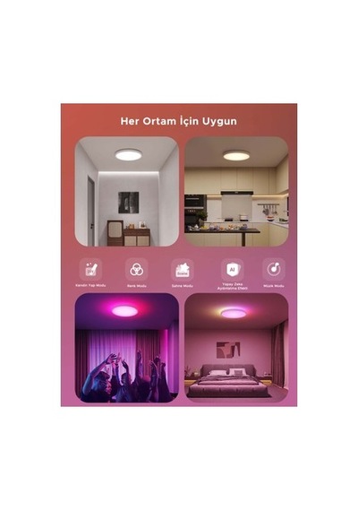Yuvarlak 30 Cm Tavan Armatürü İle Renk Seçenekleri Açık
