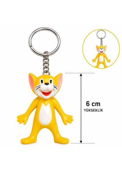 Sevimli Sarı Kedi Figürlü Anahtarlık 6 Cm Altın