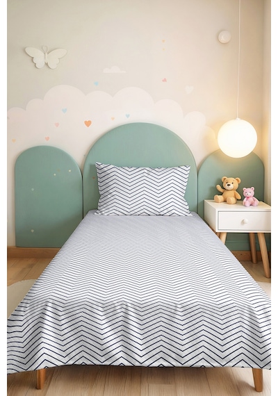 Çizgili Geometrik Genç Odası Tek Kişilik Pike Takımı - Zigzag Şık 160x220 Cm Kapitone Yatak Örtüsü Gölge Yamaç Sükuneti