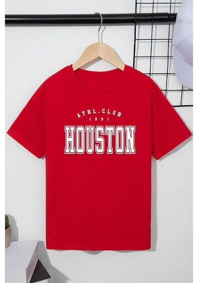 Uyguntarz Çocuk Houston Pamuklu Tshirt Kırmızı