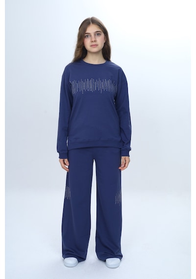 Toontoy Kids Kız Çocuk 2'li Takım Taş İşlemeli & Bisiklet Yaka Sweatshirt & Bol Paça Cepli Eşofman Altı Kiremit Toontoy Kids Kız Çocuk 2'li Takım Taş İşlemeli & Bisiklet Yaka Sweatshirt & Bol Paça Cepli Eşofman Altı Kiremit