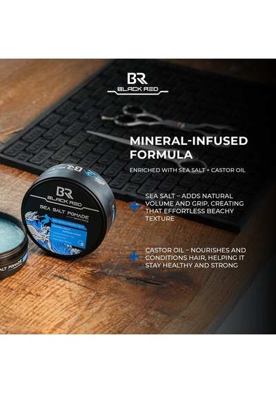 Black &amp Red Wax Saç Şekillendirici Wax Sea Salt Pomade Deniz Tuzlu Güçlü Tutuş - 120 Ml