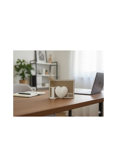 I Love You Temalı Minimalist Kalp Dekoratif Obze