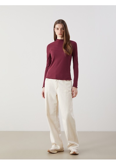 Lcw Modest Bordo Dik Yaka Kadın Body