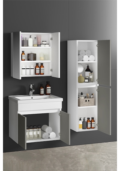 Çiğdem 55+35 Cm Beyaz-inox Balon Mdf Seramik Lavabolu Asma Banyo Dolabı Takımı Çiğdem 55+35 Cm Beyaz-inox Balon Mdf Seramik Lavabolu Asma Banyo Dolabı Takımı