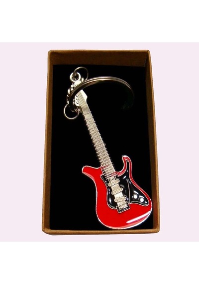 Herşey Nota Gitar Kırmızı Gitarist Hediye Anahtarlık Veya Çanta Süsü