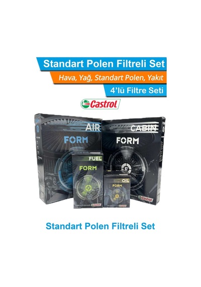 Audi A3 1.6 Tdı Dizel Castrol Form Filtre Bakım Seti 2010-2012 Hava+yağ+yakıt+standart Polen