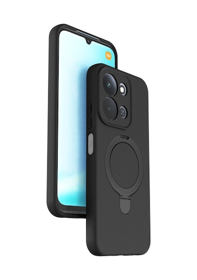 Xiaomi Redmi 15c 4g Kılıf M-safe Şarj Uyumlu Silikon Standlı Regal Kapak Siyah