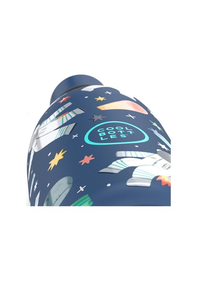 Cool Bottles Çelik Termos Pipetli Matara - The Kids Bottle - Galactic Ride 500ml Lacivert