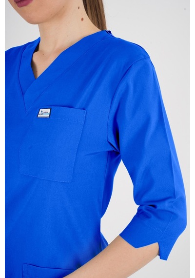 Unisex Saks Mavi Violet Model Scrubs Takım Doktor Hemşire Üniforması Saks Mavi