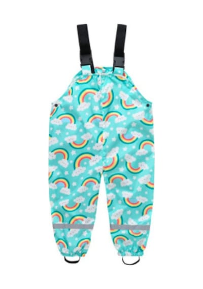 Petityu Gökkuşağı Yağmur Tulumu Pantalonu - Rainbow Rainpant Yağmur Pantolonu Renkli
