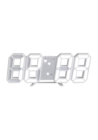 Dekoratif Dijital Led Masa Duvar Saati 3d Dijital Saat Çalar Saat Led Elektronik Saat Beyaz