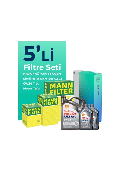 Mann Peugeot Boxer 2.0 Dizel Bluehdi Filtre Bakım Seti Shell Motor Yağlı (2015-2020) 5 Li