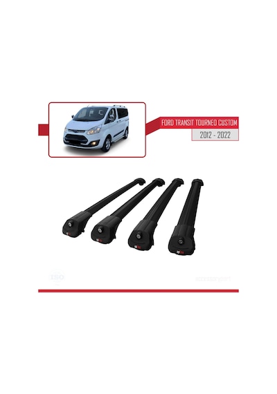 Ford Transit Tourneo - Custom 2012-2023 Arası İle Uyumlu Ace-1 Ara Atkı Tavan Barı Siyah 4 Adet Bar