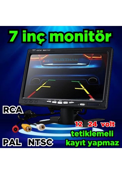 Pal Ntsc 7'' Araç Ekran Kayıt Yapmaz Usb Aux Girişi Yoktur 12 24v