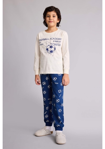 Defacto Regular Fıt 2li Pijama Takımı Erkek Çocuk G9973a826sper98 Ekru-er98