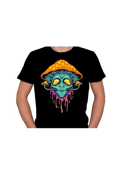 Alien Magic Mushrooms Psychedelic Uzaylı Tişört Unisex T-shirt 001