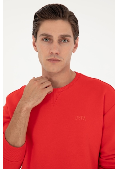 U.S. Polo Assn. Erkek Bisiklet Yaka Kırmızı Basic Şardonlu Sweatshirt 50295148-VR030 U.S. Polo Assn. Erkek Bisiklet Yaka Kırmızı Basic Şardonlu Sweatshirt 50295148-VR030