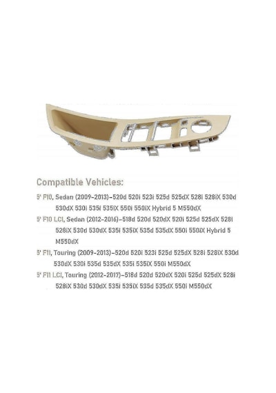 Bmw 5 Serisi F10/f11 İçin Kapı Kolu, Ön Kapı Kolu, Sol İç Kol F10 F11: 520 523 525 528 530 535 2010-2016 - Bej Hy