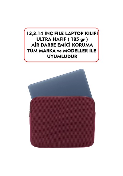 Macbook Air Pro 13 & 13.3-14 inç File Laptop Kılıfı 185 gr Tüm Marka ve Modeller İle Uyumludur Bordo
