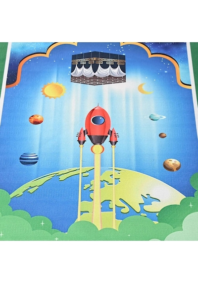 Çocuk Seccadesi Roket - Yeşil 82 45 Cm 110 Gr - Tesbih Hediyeli Çok Renkli