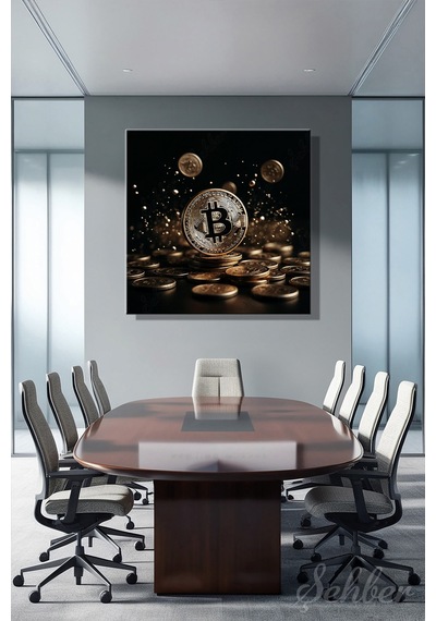 Tekli Kare Kanvas Dekoratif Duvar Tablosu Kripto Para Bitcoin Borsa Forex 830