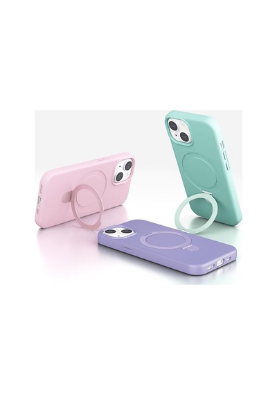 Apple İphone 15 İle Uyumlu Kılıf Standlı M-safe Şarj Özellikli Mat Parmak İzi Bırakmayan Kapak Samara Siyah
