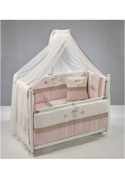 Meltem Kids Pretty Nakışlı Pamuklu Bebek Uyku Seti 60 x 120 CM Pembe