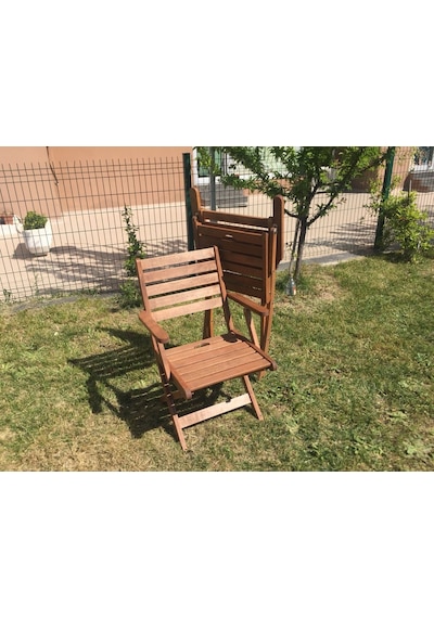 Efe-Garden Efe Garden 4 Kişilik Ahşap Masa Takımı Ceviz