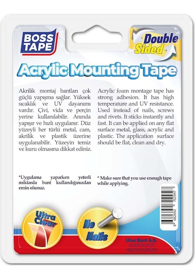 Şeffaf Çift Taraflı Akrilik Montaj Bandı-24 MM/2mt