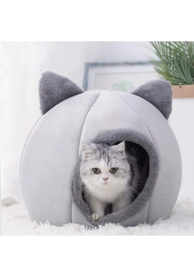Bal Kabağı Tasarımlı Kedi Evi Yumuşak Kedi Yatağı Derin Uyku Ve Kış Evi Çıkartılabilir Minder 1