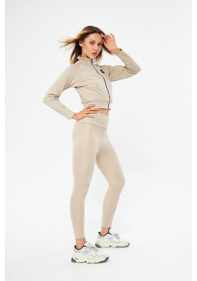 Lesa Wear İçi Polarlı Yumuşacık Şardonlu Kaşkorse Crop Likralı Hırka Bej