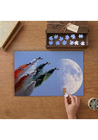 Askeri Uçakların Hava Gösterisi Tasarımı 240 Parça Ahşap Puzzle Ahşap Kutuda Mpy20425