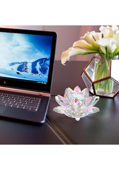 Chacha Home Kristal Nilüfer Çiçeği Obje & Mumluk - Lüks Cam Lotus Sehpa Ve Konsol Dekoru 15 Cm / 10 Cm / 8 Cm / 6 Cm Mini