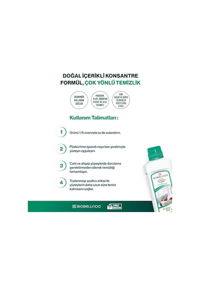 Doğal Konsatre Özel Bileşenli Formül Cam & Mobilya Temizleyici 750 Ml