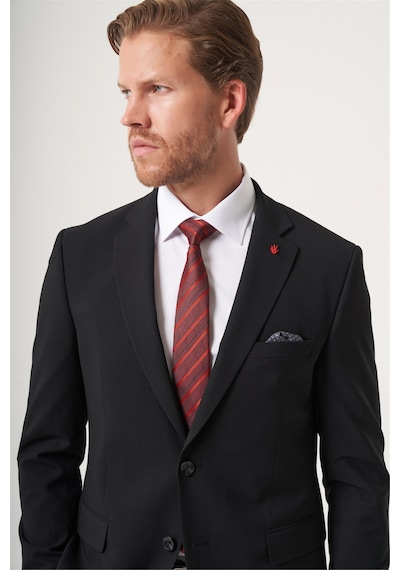 İmza Siyah Mono Yaka 6 Drop Slim Fit Tam Astar Esnek Takım Elbise 1001260181