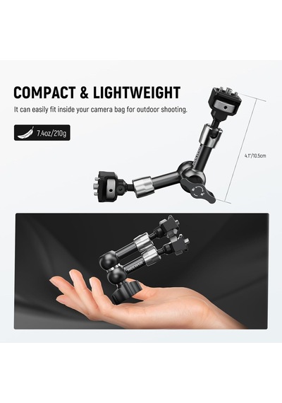1/4 İnç 1/4 İnç Mafsallı Magic Arm, 360 Küre Başlı Konumlandırma Pimleri, Dslr Aksiyon Kamerası Monitörü V