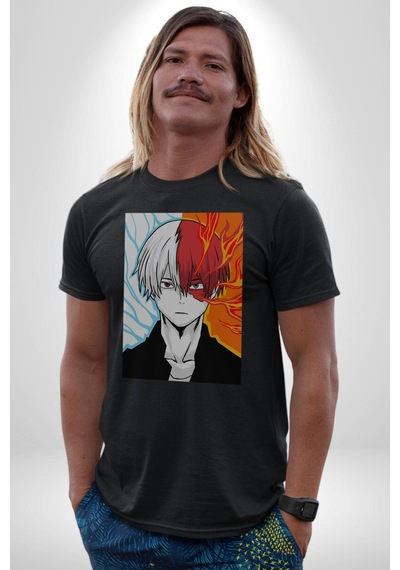My Hero Academia Boku Anime Unisex Unisex Siyah Organik Baskılı T-shirt Penye Yüksek Kalite Siyah