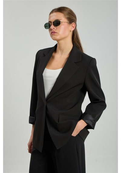 Barrels And Oıl Kadın Tek Düğmeli Blazer Ceket - Siyah Siyah