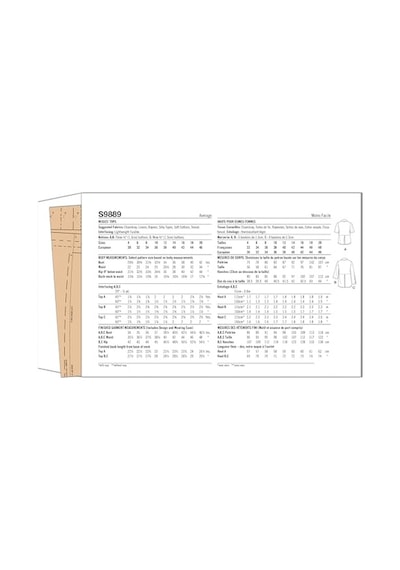 Yükseltilmiş Bel Üstü Dikiş Desen Paketi Tasarım Kodu S9889 Bedenler 12-14-16-18-20