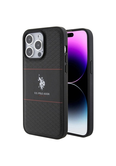 Apple iPhone Uyumlu 15 Pro Max Kılıf U.s. Polo Assn. Lisanslı Deri Şeritli Logo Dizayn Kapak