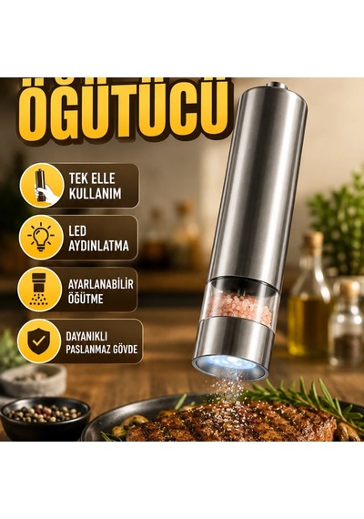 Otomatik Işıklı Baharat Değirmeni Tek Elle Kullanım Paslanmaz Gövde Çok Renkli